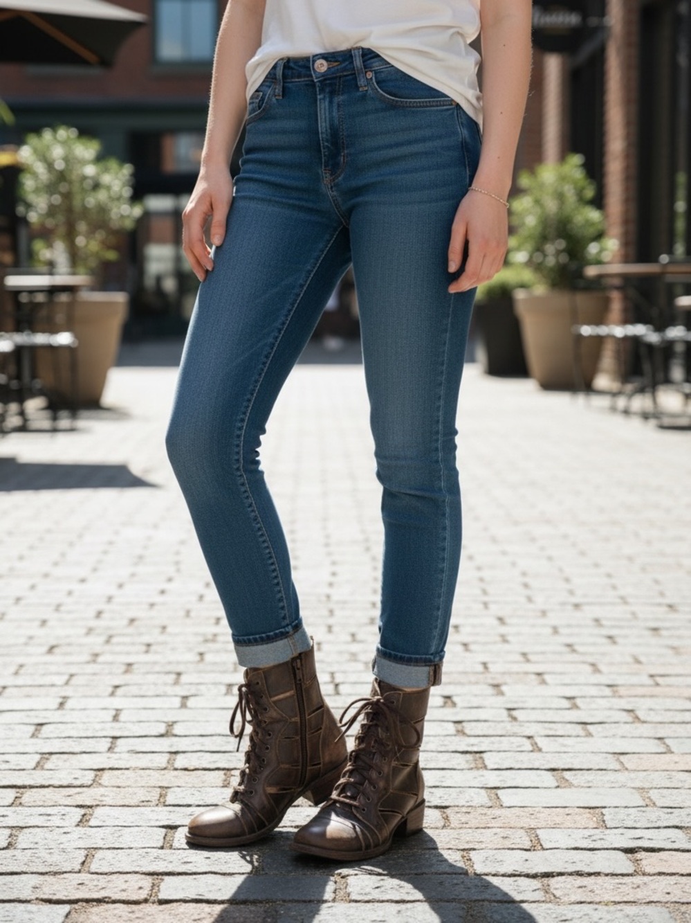 FB-Heavn Brown Leather Distressed Women’s Lace-Up Shoes